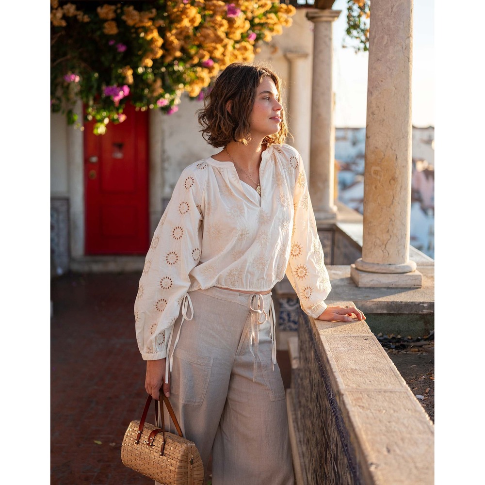 Voyageur‎ by Mersea Cream Poete Eyelet Embroidered Cotton Blouse Small Boho
